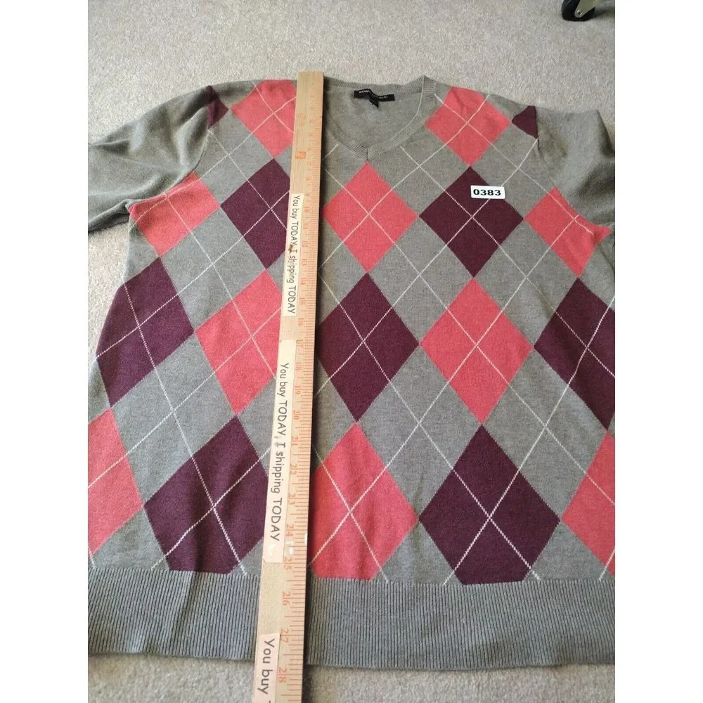 Banana Republic Sweater Men L Pullover Multicolor V Neck Long Sleeve Classic‎